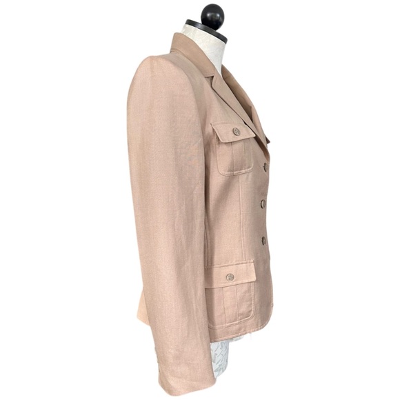 Tahari New Linen Rayon Jacket Button Front 4 Patch Pockets Lined Size 10 - Picture 2 of 15